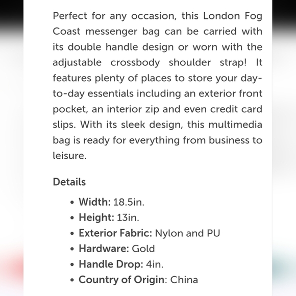 London Fog Navy Messager Bag  100th Anniversary - Picture 2 of 10